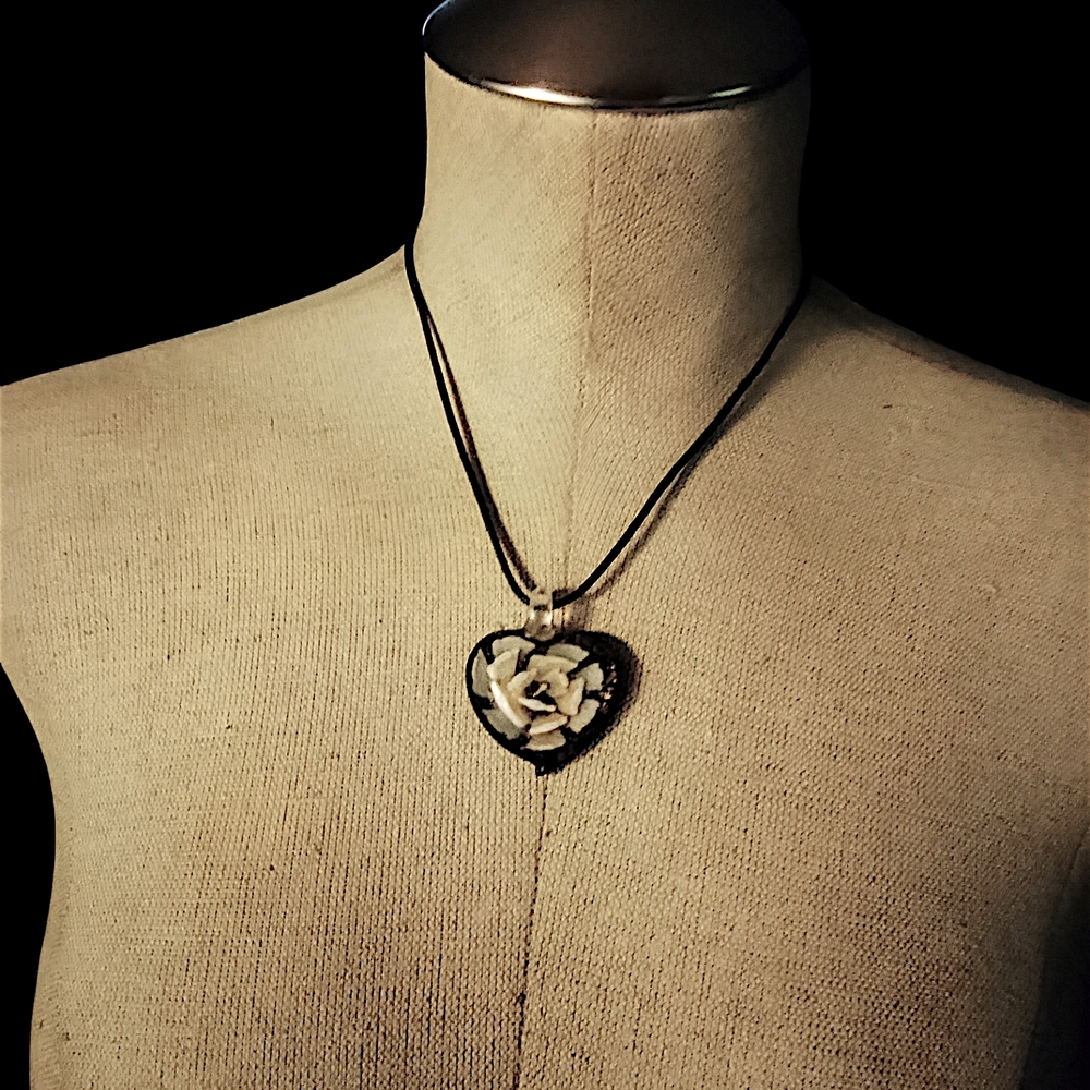 Elegant Black and White Heart Pendant Necklace